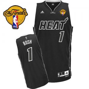 Jerseys Factory Cheap Heat Finals Patch #1 Chris Bosh Black Shad