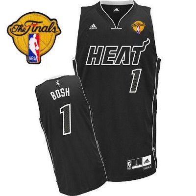 Jerseys Factory Cheap Heat Finals Patch #1 Chris Bosh Black Shad