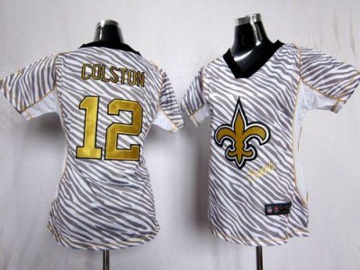 Jerseys Factory Cheap Nike Saints #12 Marques Colston Zebra Wome