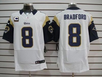 Jerseys Factory Cheap Nike Rams #8 Sam Bradford White With C Pat