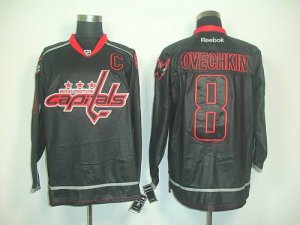 Jerseys Factory Cheap Capitals #8 Alex Ovechkin Black Ice Embroi