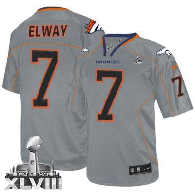 Jerseys Factory Cheap Nike Broncos #7 John Elway Lights Out Grey