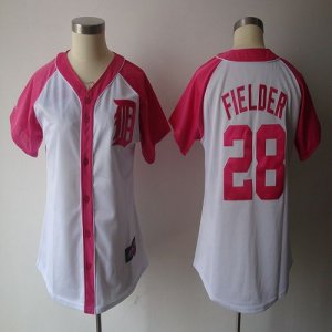 Jerseys Factory Cheap Tigers #28 Prince Fielder White/Pink Women