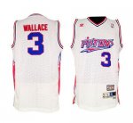 Jerseys Factory Cheap Pistons #3 Ben Wallace White Throwback Emb