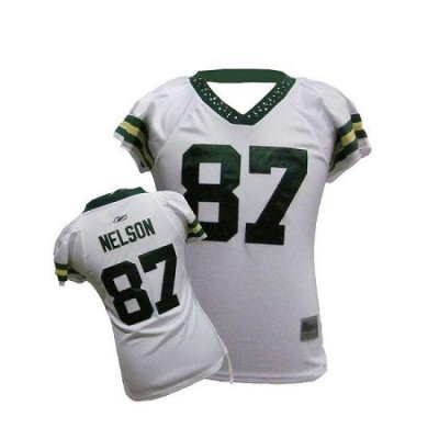Jerseys Factory Cheap Packers #87 Jordy Nelson White Women's Fie