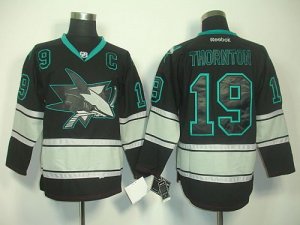 Jerseys Factory Cheap Sharks #19 Joe Thornton Black Ice Embroide