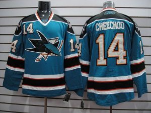 Jerseys Factory Cheap Sharks #14 Jonathan Cheechoo Embroidered B