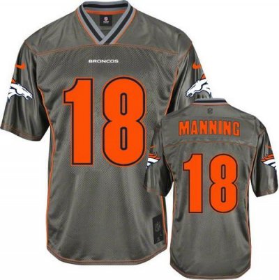 Jerseys Factory Cheap Nike Broncos #18 Peyton Manning Grey Men's