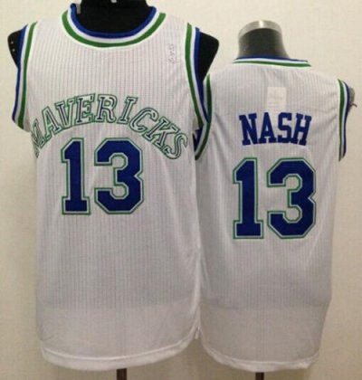 Jerseys Factory Cheap Mavericks #13 Steve Nash White Throwback S