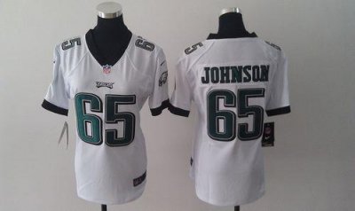Jerseys Factory Cheap Nike Eagles #65 Lane Johnson White Women's