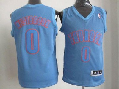 Jerseys Factory Cheap Thunder #0 Russell Westbrook Blue Big Colo
