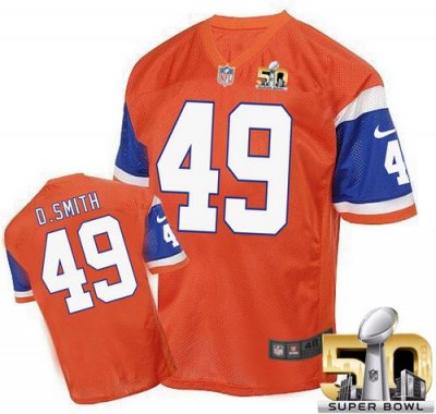 Jerseys Factory Cheap Nike Broncos #49 Dennis Smith Orange Super