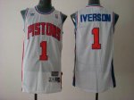 Jerseys Factory Cheap Pistons #1 Allen Iverson White Throwback E