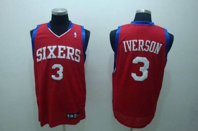Jerseys Factory Cheap 76ers #3 Allen Iverson Stitched Red NBA Je
