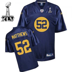 Jerseys Factory Cheap Packers #52 Clay Matthews Blue Super Bowl