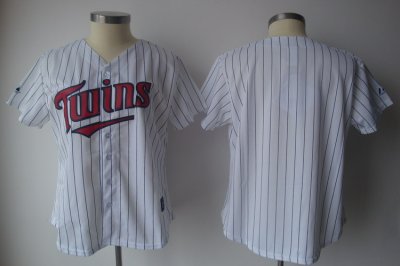 Jerseys Factory Cheap Twins Blank White With Blue Strip Lady Fas