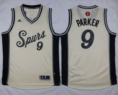 Jerseys Factory Cheap Spurs #9 Tony Parker Cream 2015-2016 Chris