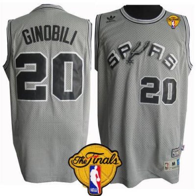 Jerseys Factory Cheap Spurs #20 Manu Ginobili Grey Throwback Fin