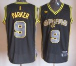 Jerseys Factory Cheap Spurs #9 Tony Parker Black Electricity Fas