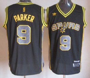 Jerseys Factory Cheap Spurs #9 Tony Parker Black Electricity Fas