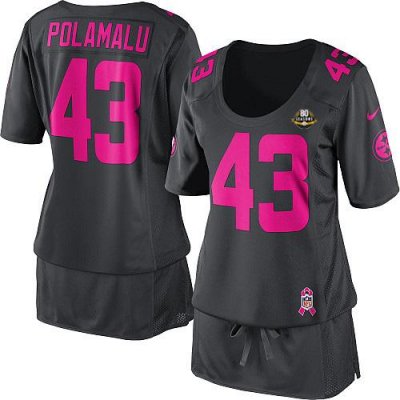 Jerseys Factory Cheap Nike Steelers #43 Troy Polamalu Dark Grey