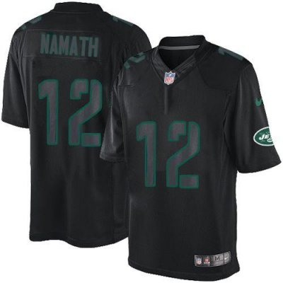 Jerseys Factory Cheap Nike Jets #12 Joe Namath Black Men's Stitc
