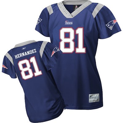 Jerseys Factory Cheap Patriots #81 Aaron Hernandez Blue Women's