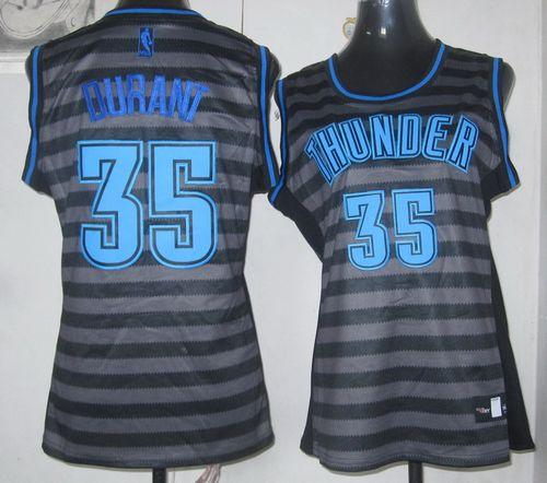 Jerseys Factory Cheap Thunder #35 Kevin Durant Black/Grey Women'