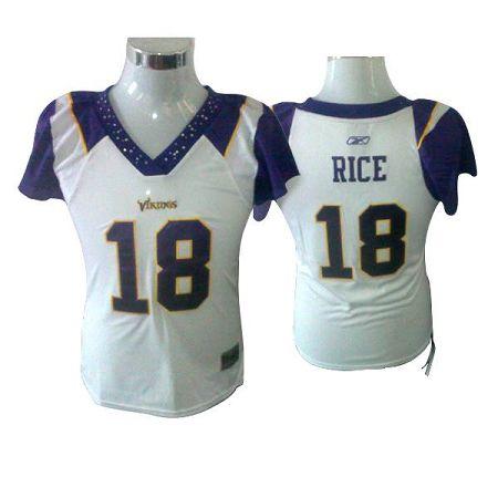 Jerseys Factory Cheap Vikings #18 Sidney Rice White Women's Fiel