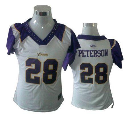 Jerseys Factory Cheap Vikings #28 Adrian Peterson White Women's