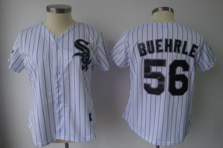 Jerseys Factory Cheap White Sox #56 Mark Buehrle White With Blac - Click Image to Close