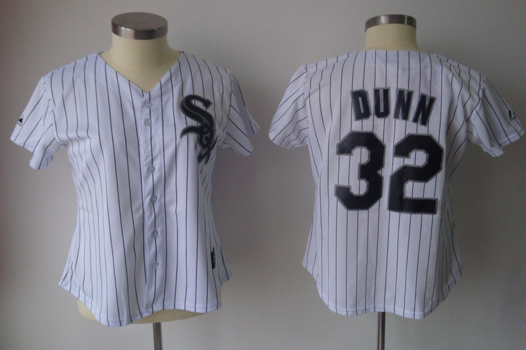 Jerseys Factory Cheap White Sox #32 Adam Dunn White Black Strip - Click Image to Close