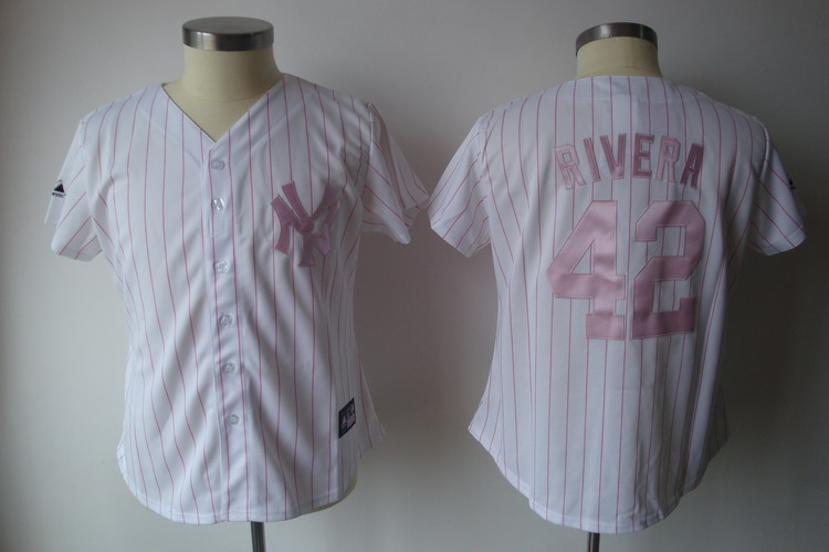 Jerseys Factory Cheap Yankees #42 Mariano Rivera White With Pink - Click Image to Close
