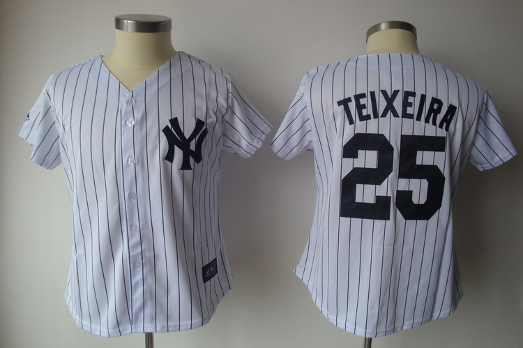 Jerseys Factory Cheap Yankees #25 Mark Teixeira White With Black - Click Image to Close