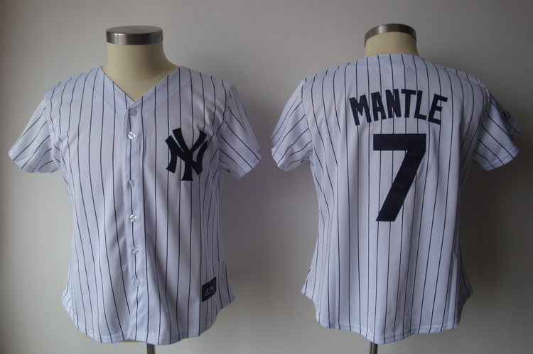 Jerseys Factory Cheap Yankees #7 Mickey Mantle White With Black - Click Image to Close