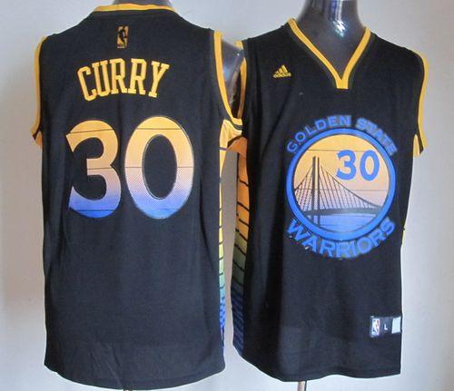 Jerseys Factory Cheap Warriors #30 Stephen Curry Black Vibe Embr