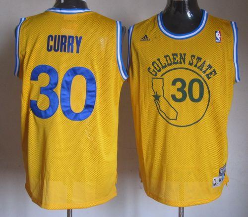 Jerseys Factory Cheap Warriors #30 Stephen Curry Gold Throwback