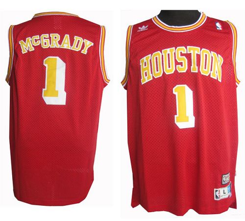 Jerseys Factory Cheap Rockets #1 Tracy McGrady Red Throwback Emb