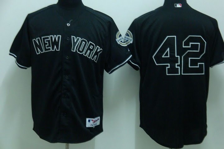 Jerseys Factory Cheap Yankees #42 Mariano Rivera Embroidered Bla - Click Image to Close