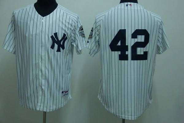 Jerseys Factory Cheap Yankees #42 Mariano Rivera Embroidered Whi - Click Image to Close