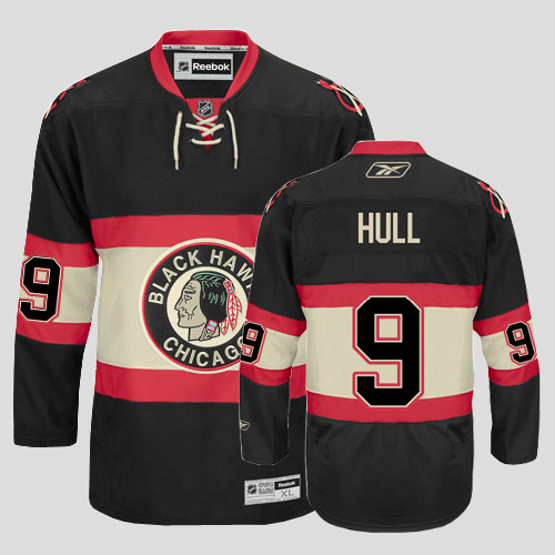 Jerseys Factory Cheap Blackhawks #9 Bobby Hull Embroidered Black