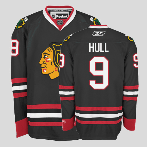 Jerseys Factory Cheap Blackhawks #9 Bobby Hull Embroidered Black