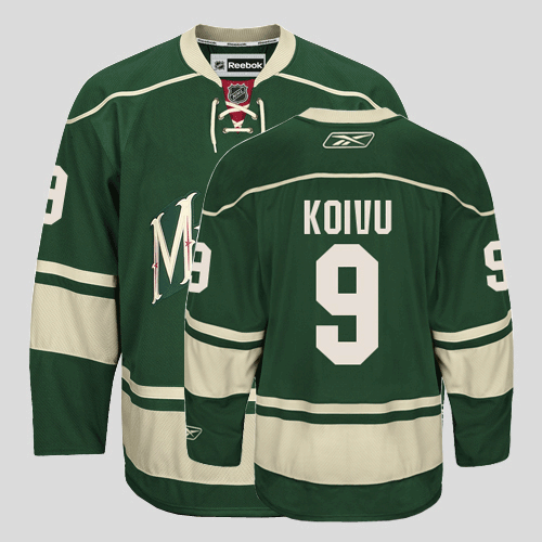 Jerseys Factory Cheap Wild #9 Mikko Koivu Embroidered Green Yout