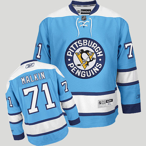 Jerseys Factory Cheap Penguins #71 Evgeni Malkin Embroidered Blu