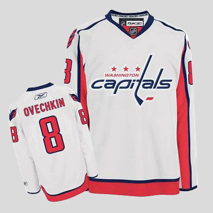 Jerseys Factory Cheap Capitals #8 Alex Ovechkin Embroidered Whit