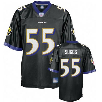 Jerseys Factory Cheap Ravens #55 Terrell Suggs Black Embroidered