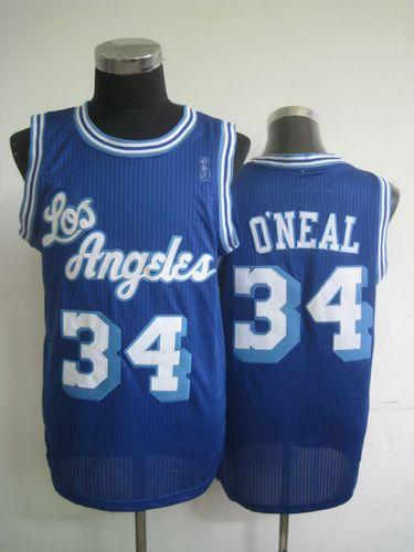 Jerseys Factory Cheap Lakers #34 Shaquille O'Neal Blue Throwback