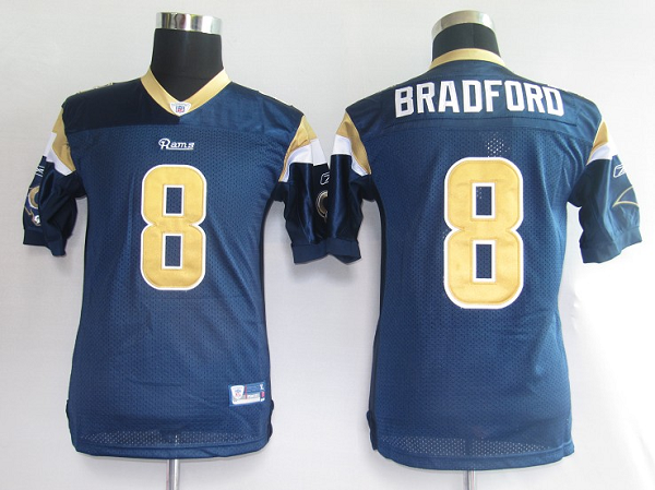 Jerseys Factory Cheap Rams #8 Sam Bradford Blue Embroidered Yout