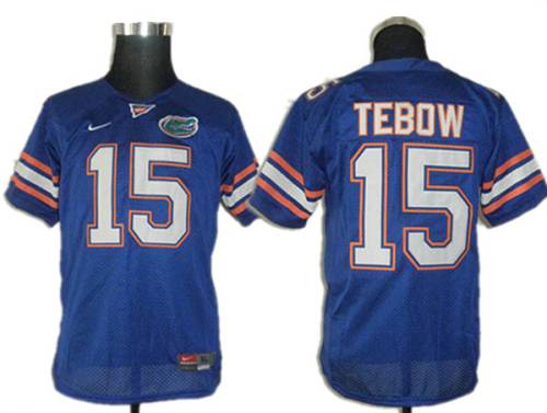 Jerseys Factory Cheap Gators #15 Tim Tebow Blue Embroidered Yout
