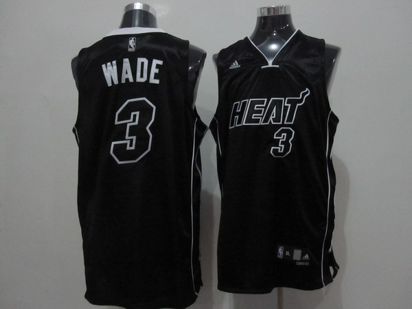 Jerseys Factory Cheap Heat #3 Dwyane Wade Black Shadow Embroider